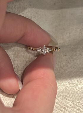 新款中古风爆闪镶钻戒指女细款极