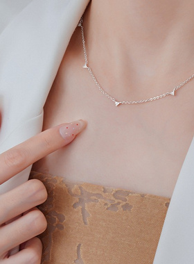 新品新款小清新三角锆石项链女极