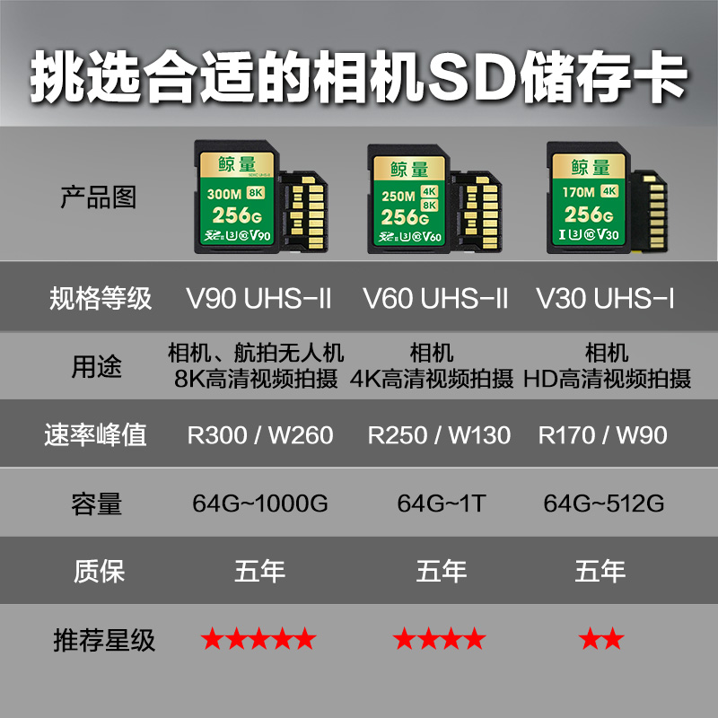 相机内存卡高速sd储存卡V90V60适用尼康z8索尼zve1佳能r6富士松下 - 图0