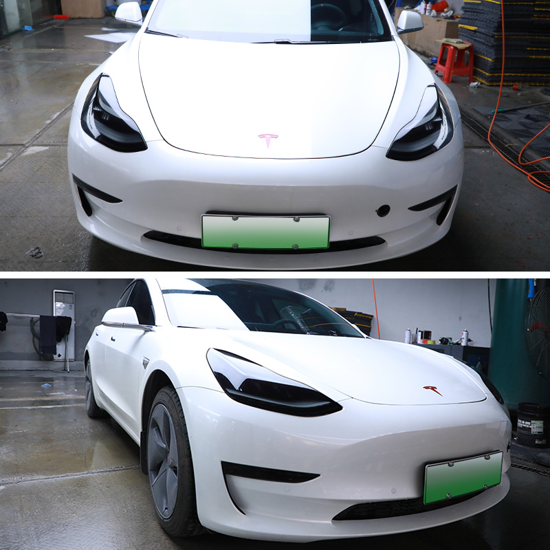 特斯拉model3 model Y光控变色熏黑大灯膜车尾灯改色透光保护贴膜 - 图3