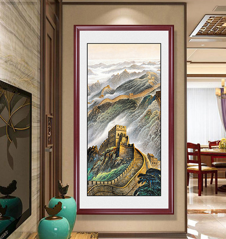 万里长城客厅背景墙装饰画有山无水背有靠山图书房办公室挂画国画_虎窝淘