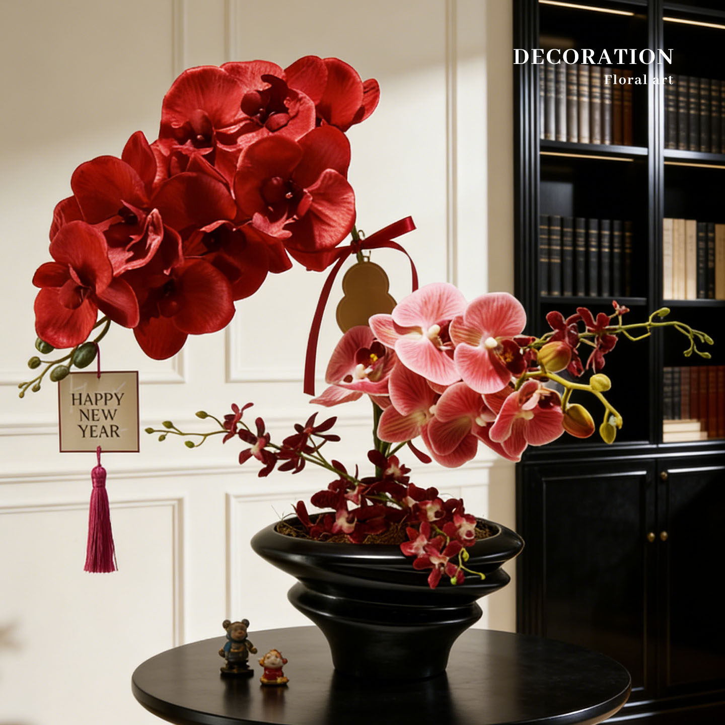 新年装饰品年味氛围布置年宵花仿真花蝴蝶兰盆景马年春节桌面摆件,淘宝优惠券,粉丝福利购,淘宝优惠卷