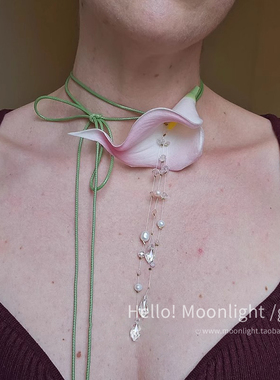 原创手作~diy马蹄莲花朵项链