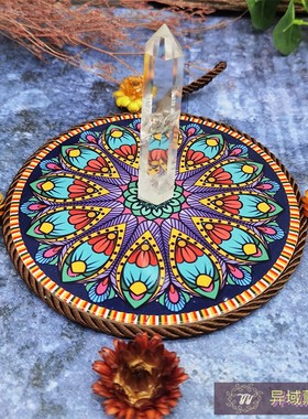 隔热垫生命曼陀罗盘杯水晶摆件