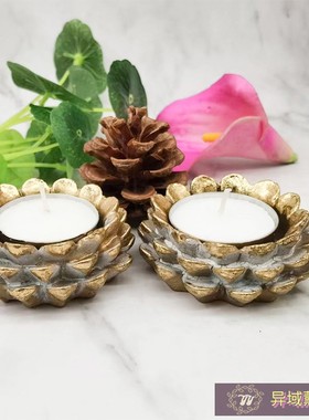 树脂松果造型杯蜡烛台