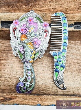 复古化妆镜便携式创意镜子梳子