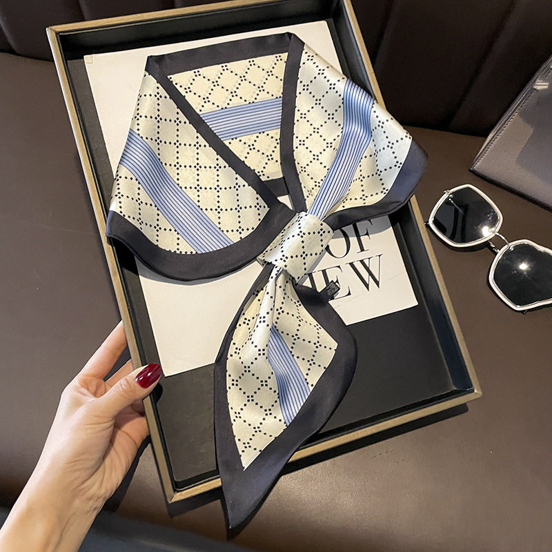 春秋新款小长条丝巾女免打结懒人薄款窄丝巾飘带护颈围巾双层领巾,淘宝优惠券,粉丝福利购,淘宝优惠卷