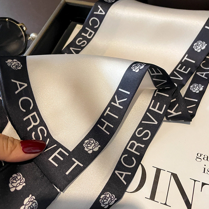 春秋新款小长条丝巾女免打结懒人薄款窄丝巾飘带护颈围巾双层领巾,淘宝优惠券,粉丝福利购,淘宝优惠卷