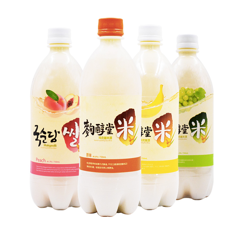 韩国原装进口麹醇堂玛克米酒750ml*3瓶桃子香蕉原味青葡萄可选-图3