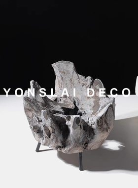 简约现代轻奢原木托盘果盘样板间售楼处软装客厅茶几装饰品摆件