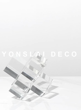 几何样板房间玄关柜桌面水晶摆件