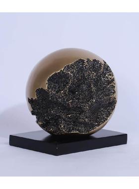 北欧创意仿铜圆球形雕塑摆件现代家居客厅玄关桌面抽象艺术地球仪