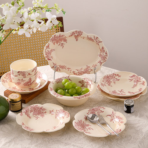 复古餐具套装喜庆结婚礼物碗碟餐具套装2025新款盘子乔迁新居礼盒 - 图2