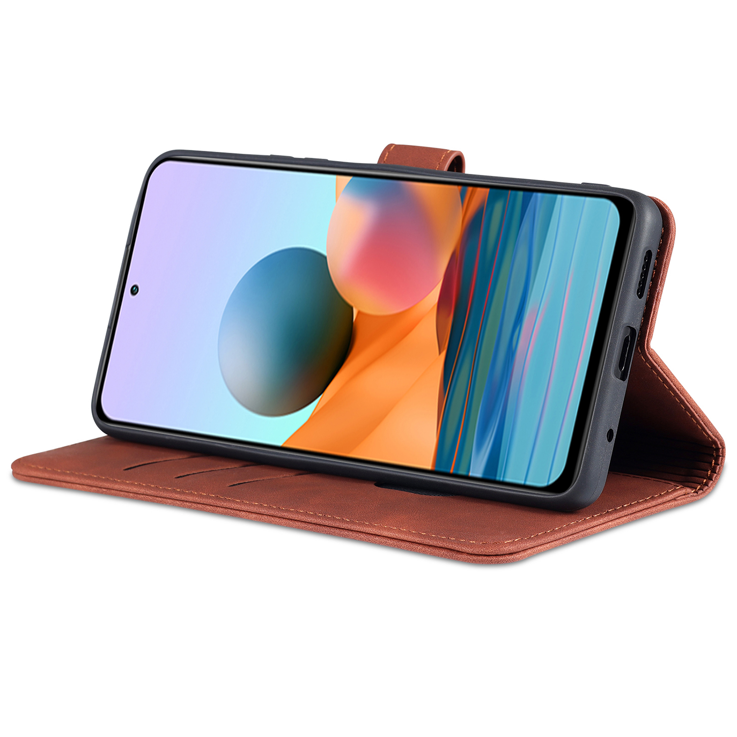 适用小米M2101K6G手机壳双面防摔Note10Pro4G翻盖皮套全包M2101K6G外壳硅胶卡包带扣搭折叠支架式钱包款DD - 图2