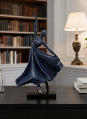 北欧创意蓝色舞蹈人物雕像摆件