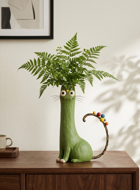 可爱猫咪造型花瓶客厅插花摆件