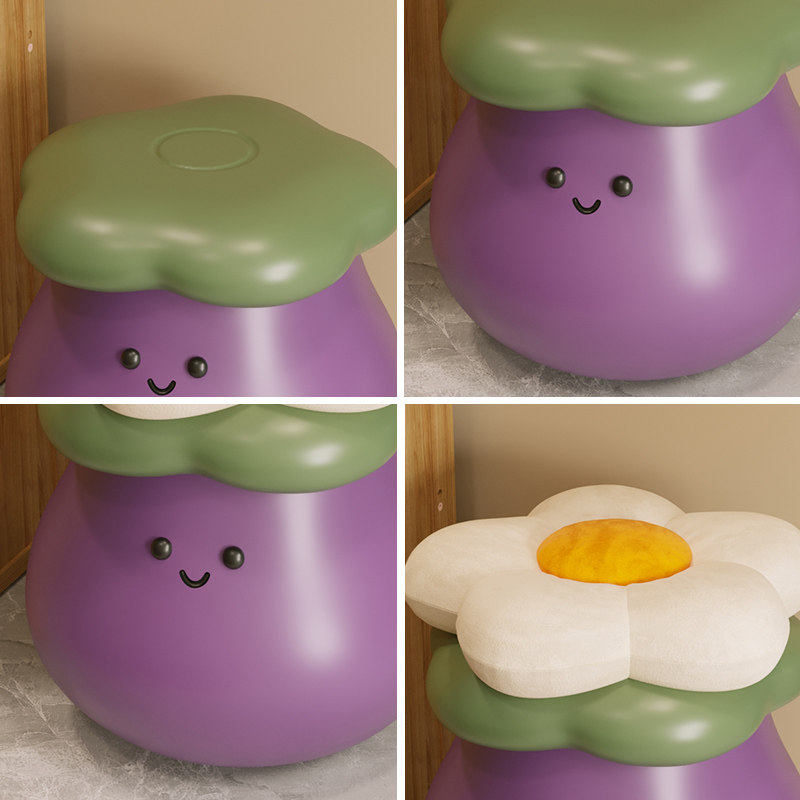 创意可爱茄子换鞋凳入户进门口玄关客厅落地摆件乔迁新居搬家礼物,淘宝优惠券,粉丝福利购,淘宝优惠卷