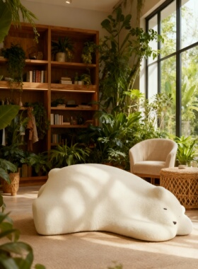 白色软糯毛绒北极熊造型摆件