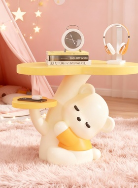 可爱小熊卡通黄色树脂儿童房摆件