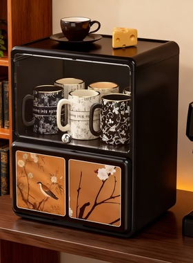 透明翻盖双层桌面收纳盒摆件