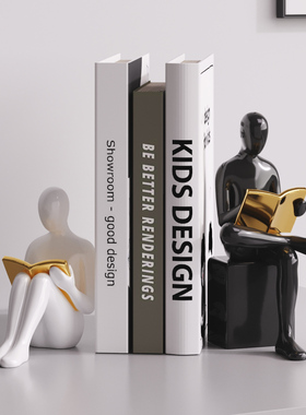 书香简约陶瓷书挡书房摆件