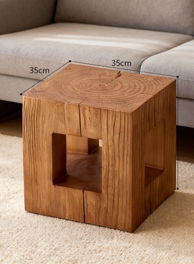 北欧轻奢实木镂空边几设计师款