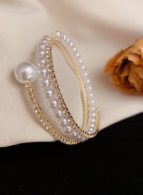 「YU心」轻奢时尚温柔气质百搭镶钻珍珠弹力手镯