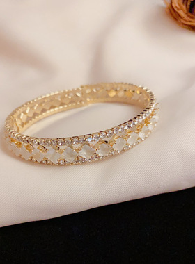 「YU心」轻奢时尚精致超闪满钻宽边开口手镯