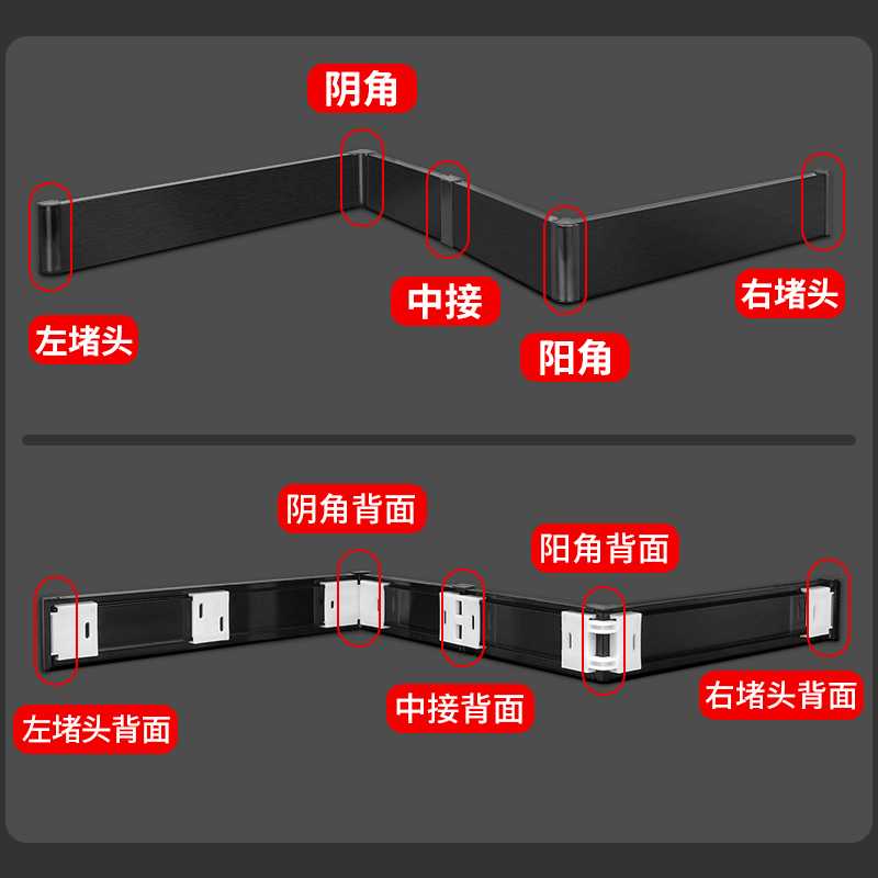 铝合金踢脚线卡扣式4公分极窄地角贴脚线6cm8cm金属不锈钢地脚线 - 图3