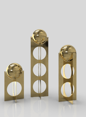 简约现代风金属几何电视柜装饰球