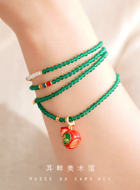 A平安顺遂绿玛瑙小葫芦长项链