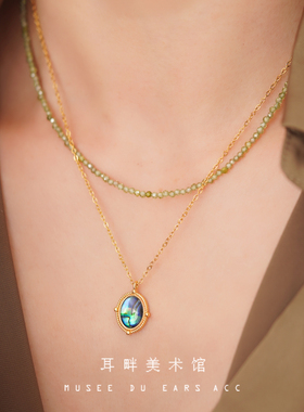 B复古vintage天然贝壳鲍鱼贝项链