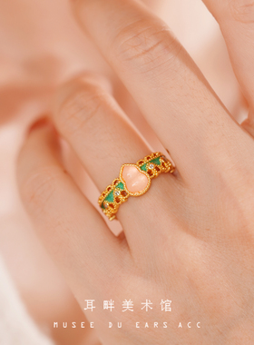 A新中式轻奢珐琅彩绘开口戒指