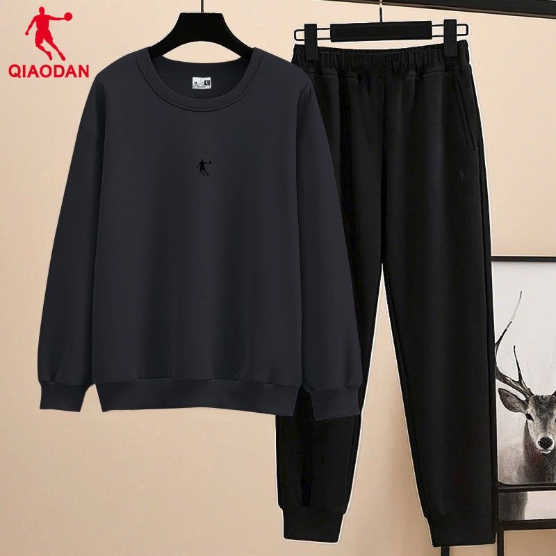 乔丹圆领卫衣套装男2026春季新款宽松长袖T恤休闲跑步运动两件套,淘宝优惠券,粉丝福利购,淘宝优惠卷