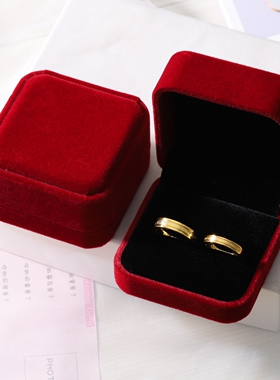 金店同款婚戒对戒情侣素圈简约女调节仿真沙金色戒指结婚仪式道具