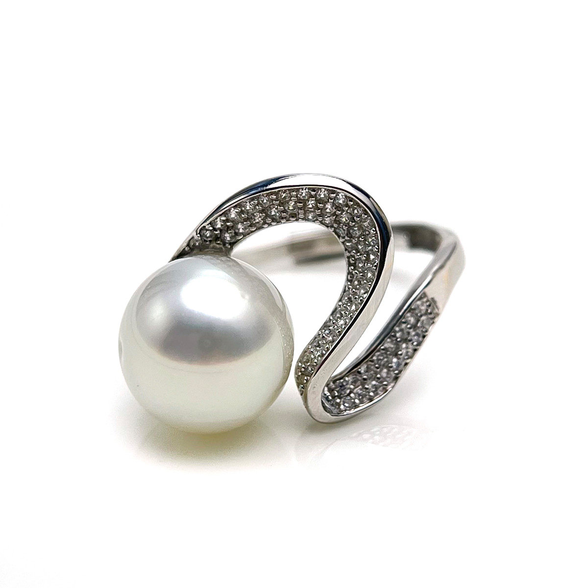 Queen of Pearls S925 Silver 11-12mm Saltwater Pearl Australian White Pearl Ring