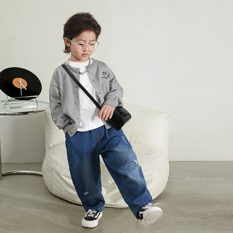 小o宝okids男童破洞牛仔裤2025春季新款儿童时尚裤子男孩长裤童装,淘宝优惠券,粉丝福利购,淘宝优惠卷