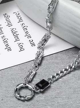 钛钢双拼锁骨链男款小众不掉色