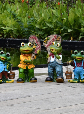 仿真青蛙幼儿园庭院花盆卡通动物