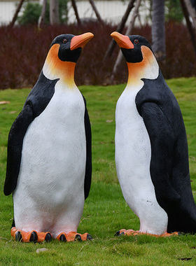 户外仿真企鹅摆件商场海洋馆公园水池造景玻璃钢卡通动物雕塑装饰