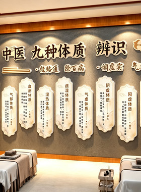 中医九种体质辨识挂画养生馆装饰