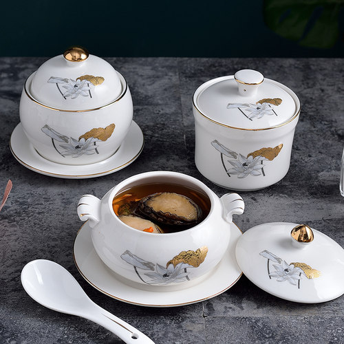 陶瓷隔水小炖盅一人份食佛跳墙家用燕窝甜品碗炖汤蒸位上汤盅商用 - 图3