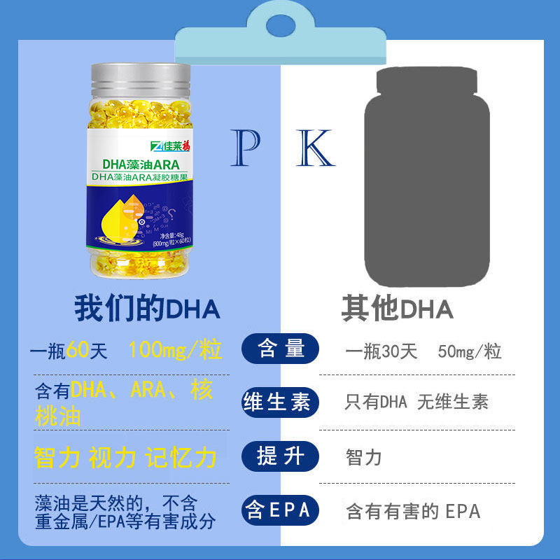 3送1宝宝dha海藻油可搭配鱼肝油 佳莱福旗舰DHA/EPA/DPA亚麻酸