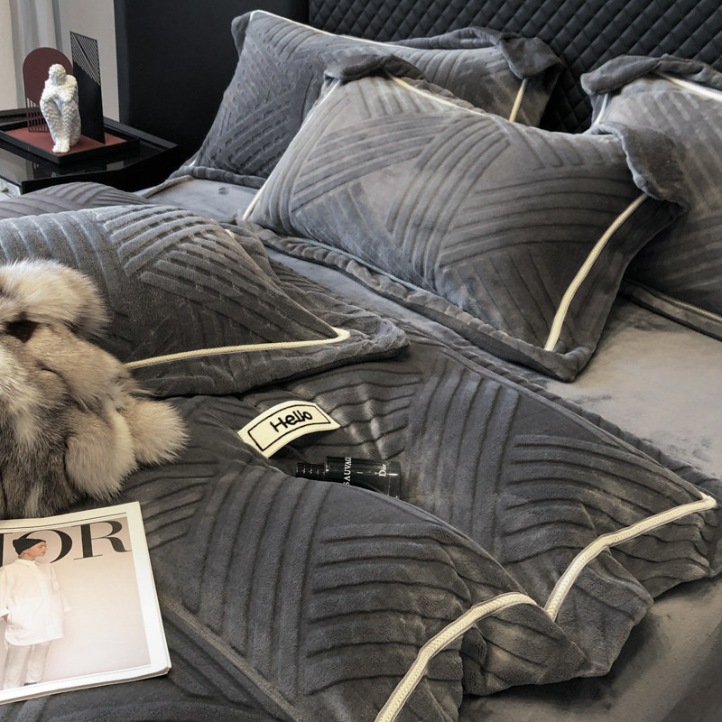 高档冬天床品牛奶绒四件套毛绒被套双面加绒床单珊瑚绒法兰绒加厚,淘宝优惠券,粉丝福利购,淘宝优惠卷