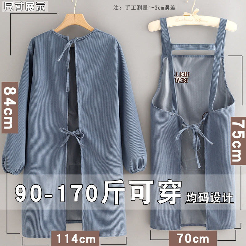 卡通条绒长袖围裙厨房家用大人干活防污耐脏可爱罩衣女新款工作服,淘宝优惠券,粉丝福利购,淘宝优惠卷