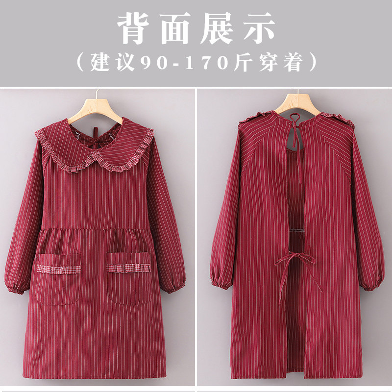 韩版棉布围裙厨房家用透气长袖新款罩衣防污上班做饭工作服围腰女,淘宝优惠券,粉丝福利购,淘宝优惠卷