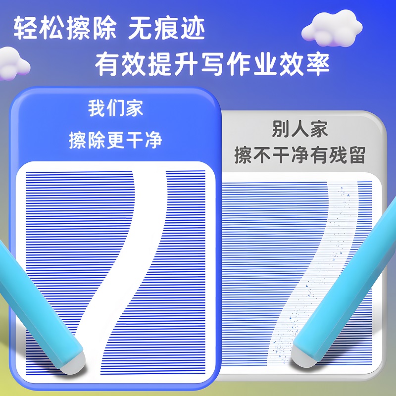 热敏可擦钢笔墨囊50支儿童小学生三年级专用魔力擦晶蓝色墨蓝黑色墨水胆3.4通用可替换磨摩易擦钢笔芯可复写 - 图1