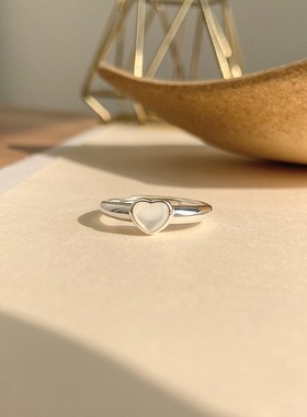 S999足银心形优雅戒指女甜美气质百搭指环简约开口设计手饰品