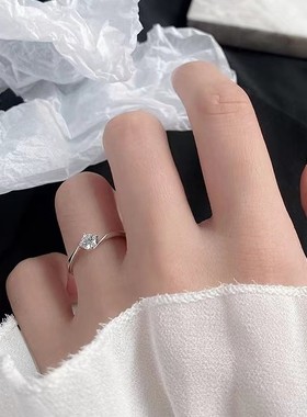 s925纯银戒指小众轻奢风饰品四爪锆石可调节指环工厂