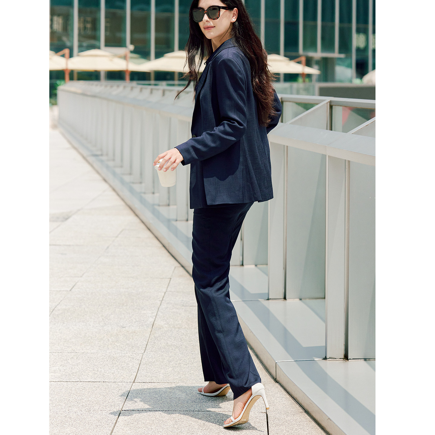 TieForHer Ecole7日神裤 垂感藏青舒适通勤直筒西裤梨形百搭裤子,淘宝优惠券,粉丝福利购,淘宝优惠卷